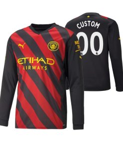 Custom Manchester City 2022-23 Away Black Long Sleeve Jersey