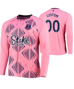 Custom Everton 2022-23 Away Pink Long Sleeve Jersey