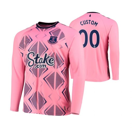 Custom Everton 2022-23 Away Pink Long Sleeve Jersey