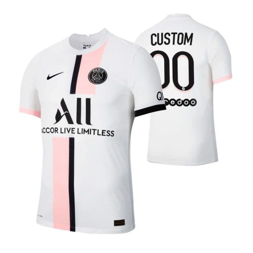 Custom Paris Saint-Germain White 2021-22 Away Jersey