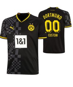 Custom Kids Borussia Dortmund Black 2022-23 Away Jersey