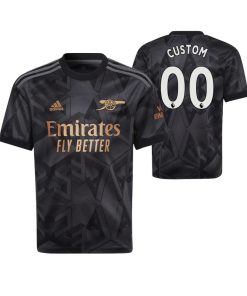 Custom Kids Arsenal Black 2022-23 Away Jersey