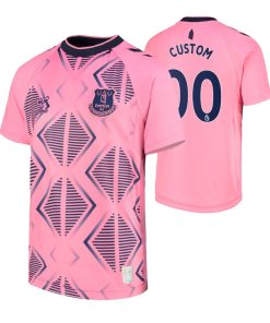Custom Kids Everton Pink 2022-23 Away Jersey