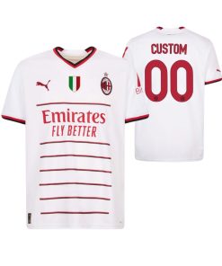 Custom Kids AC Milan White 2022-23 Away Jersey