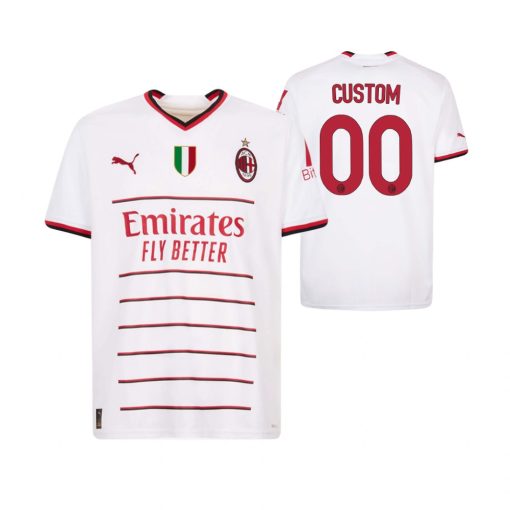 Custom Kids AC Milan White 2022-23 Away Jersey - Heretro.com