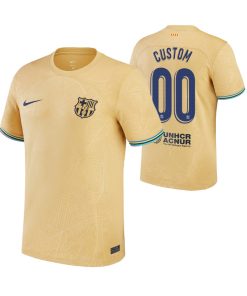 Custom Kids Barcelona Yellow 2022-23 Away Jersey