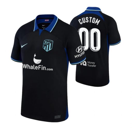 Custom Atletico de Madrid 2022-23 Away Jersey Black