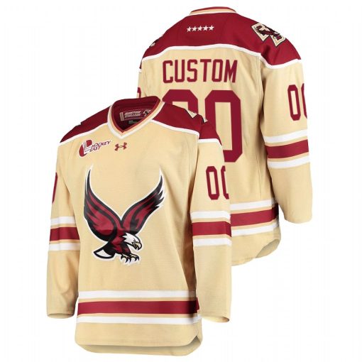 Custom Boston College Eagles Beige 2021-22 Alternate College Hockey Jersey