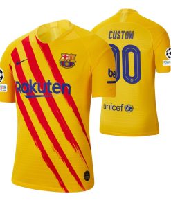 Custom Barcelona Champions League Fourth Senyera Jersey Yellow