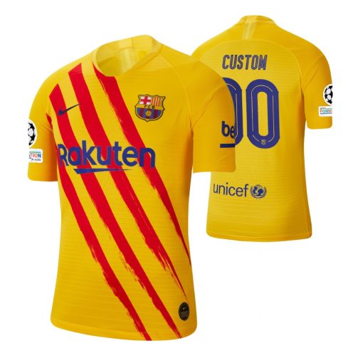 Custom Barcelona Champions League Fourth Senyera Jersey Yellow