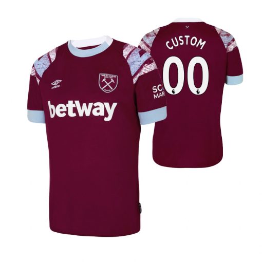 Custom West Ham United 2022-23 Home Jersey Claret Blue