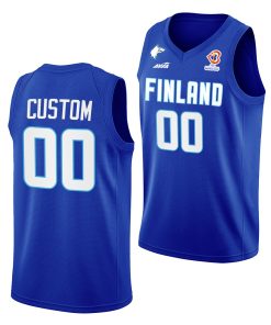 Custom Finland 2022 Fiba Basketball World Cup Blue Jersey Away
