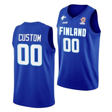Custom Finland 2022 Fiba Basketball World Cup Blue Jersey Away