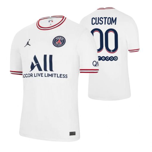 Custom Paris Saint-Germain 2021-22 Fourth Jersey White