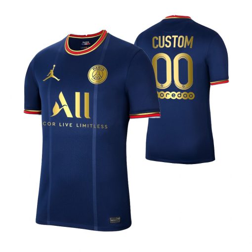 Custom Paris Saint-Germain 2021-22 Golden Limited Jersey Blue