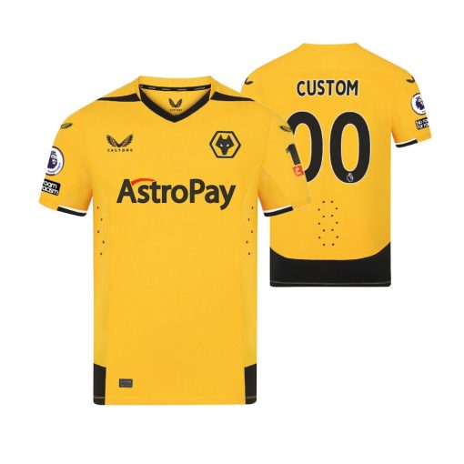 Custom Wolverhampton Wanderers 2022-23 Home Gold Jersey