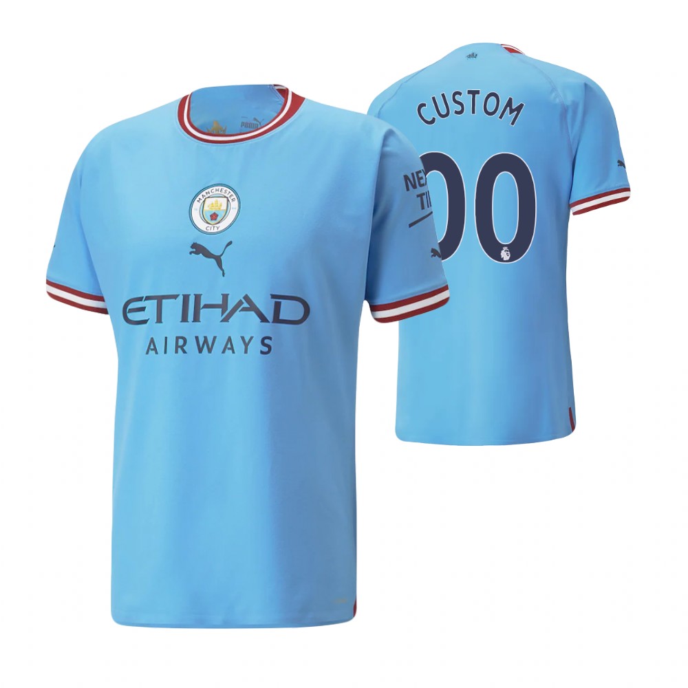 Custom Manchester City Blue 2022-23 Home Jersey - Heretro.com