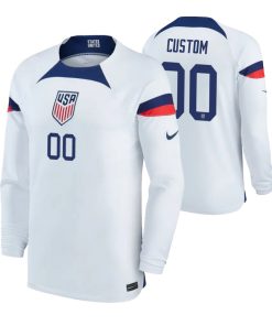 Custom USMNT National Team 2022-23 Home Long Sleeve Jersey White