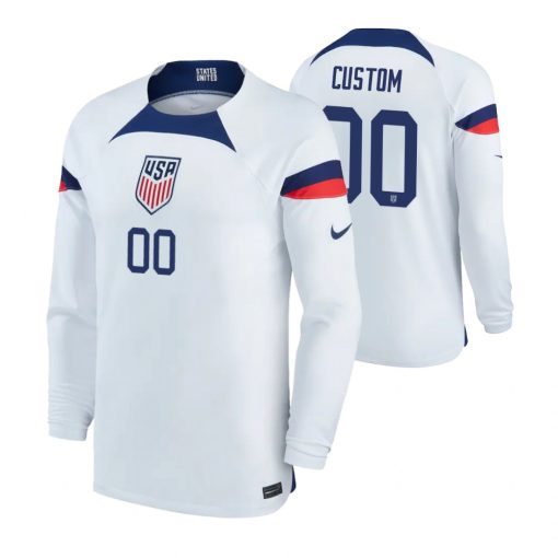 Custom USMNT National Team 2022-23 Home Long Sleeve Jersey White