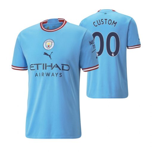 Custom Manchester City 2022-23 Home Jersey Blue