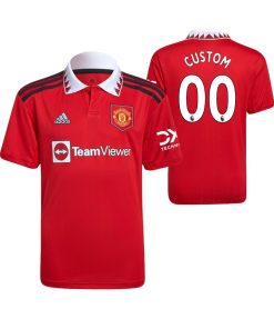 Custom Kids Manchester United Red 2022-23 Home Jersey