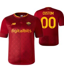 Custom Kids AS Roma Red 2022-23 Home Jersey