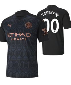 Custom Manchester City Black 2020-21 Away Short Sleeve Jersey