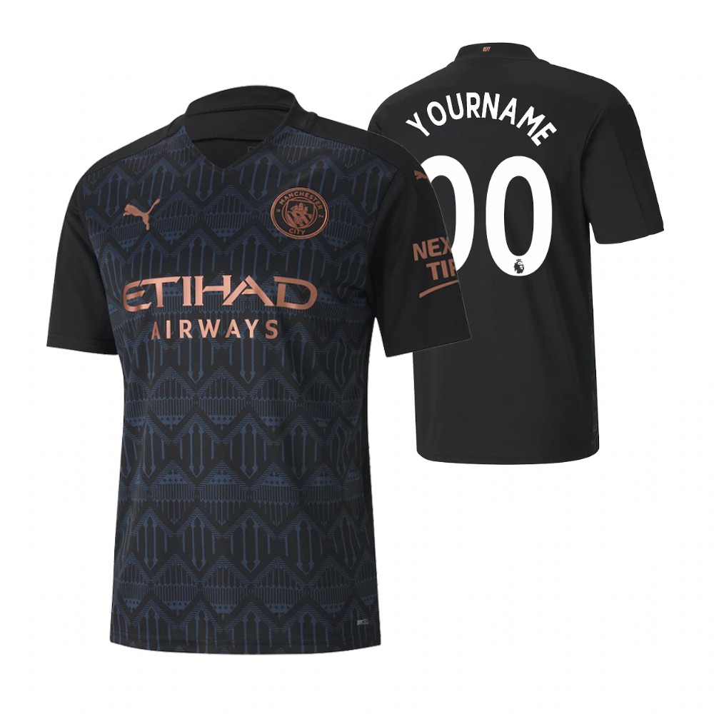 Custom Manchester City Black 2020-21 Away Short Sleeve Jersey - Heretro.com