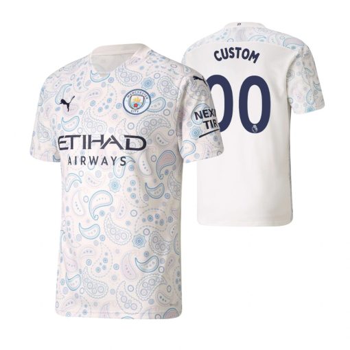 Custom Manchester City White 2020-21 Third Jersey