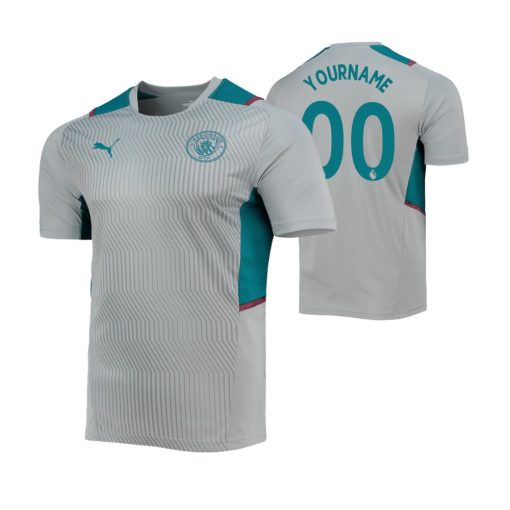 Custom Manchester City 2021-22 Gray Training Raglan Jersey