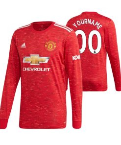 Custom Manchester United 2020 Home Long Sleeve Jersey Red