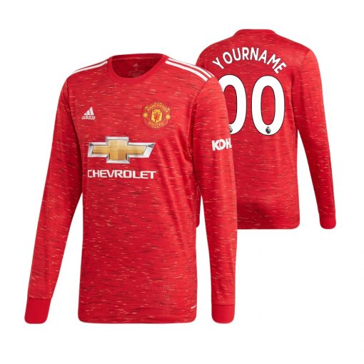 Custom Manchester United 2020 Home Long Sleeve Jersey Red