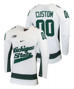 Custom Michigan State Spartans College Hockey White Jersey
