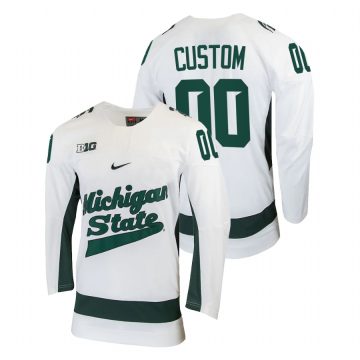 Custom Michigan State Spartans College Hockey White Jersey