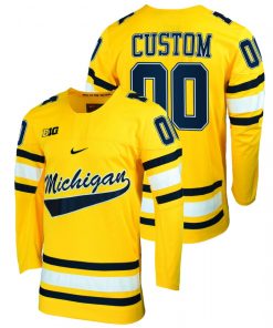 Custom Michigan Wolverines Maize College Hockey Jersey