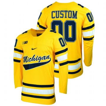 Custom Michigan Wolverines Maize College Hockey Jersey