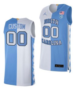 Custom North Carolina Tar Heels 2021 Split Edition Jersey Blue White Special