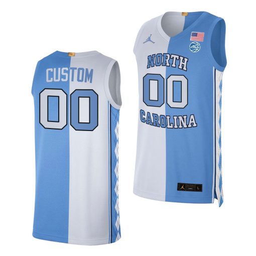 Custom North Carolina Tar Heels 2021 Split Edition Jersey Blue White Special