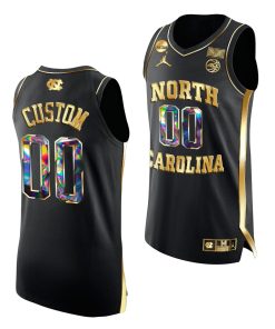 Custom North Carolina Tar Heels 2022 NCAA March Madness Black Golden Diamond Edition Jersey 00