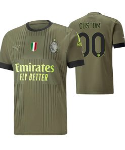 Custom AC Milan 2022-23 Third Jersey Olive Green