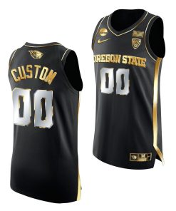 Custom Oregon State Beavers 2021 March Madness Elite 8 Black Golden Jersey