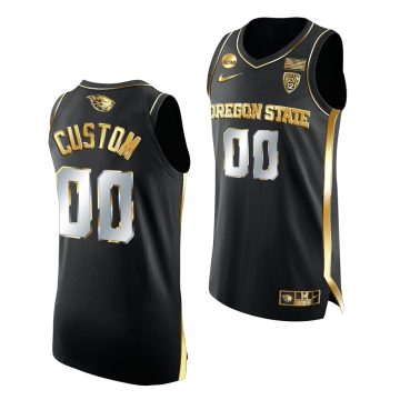 Custom Oregon State Beavers 2021 March Madness Elite 8 Black Golden Jersey