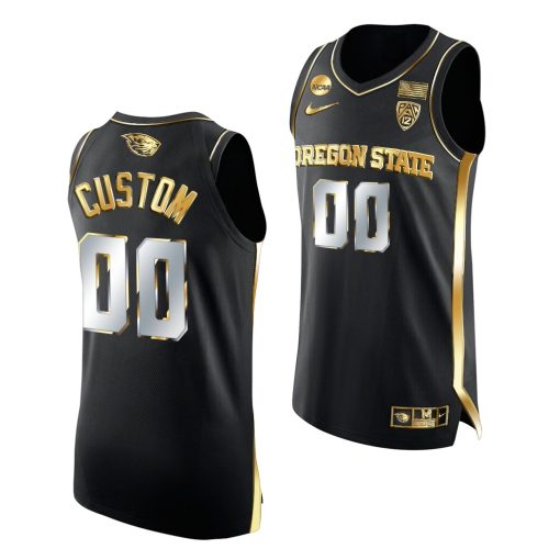 Custom Oregon State Beavers 2021 March Madness Elite 8 Black Golden Jersey