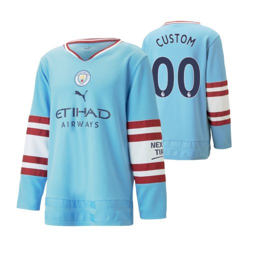 Custom Manchester City Oversized Sky Blue Winter Long Sleeve Jersey