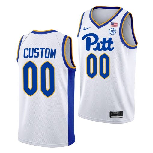 Custom Pitt Panthers White College Basketball Jersey 2022-23 Home