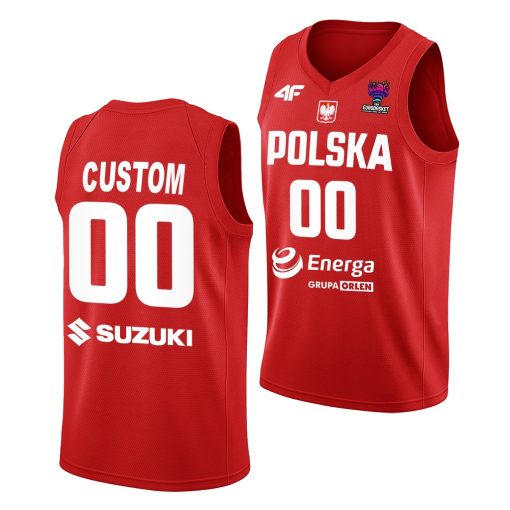 Custom Poland Fiba Eurobasket 2022 Red Jersey Away