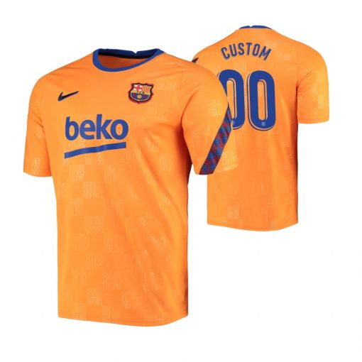 Custom Barcelona Orange Pre-Match Jersey