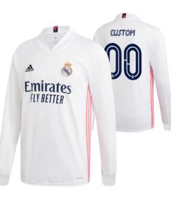 Custom Real Madrid 20-21 Home Long Sleeve Jersey White