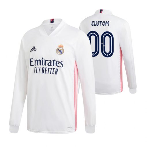 Custom Real Madrid 20-21 Home Long Sleeve Jersey White