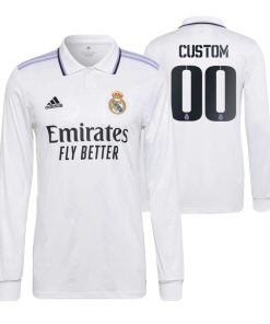 Custom Real Madrid 2022-23 Home Long Sleeve Jersey White